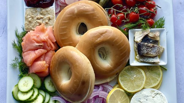 Holiday Bagel Brunch Board with Smoked Salmon